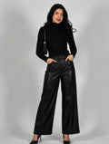 Pantalón Palazzo Élite de Eco cuero con Cinturón e interior de Micro Polar