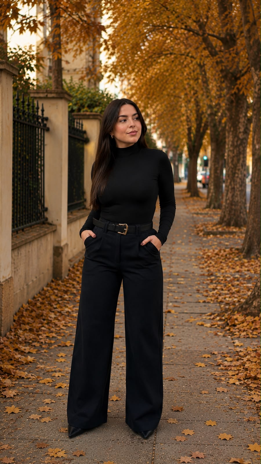 Pantalón Palazzo de Tiro Alto con Cinturón – Café 🤎/ Azul oscuro💙 / Negro 🖤/ Crema 🤍