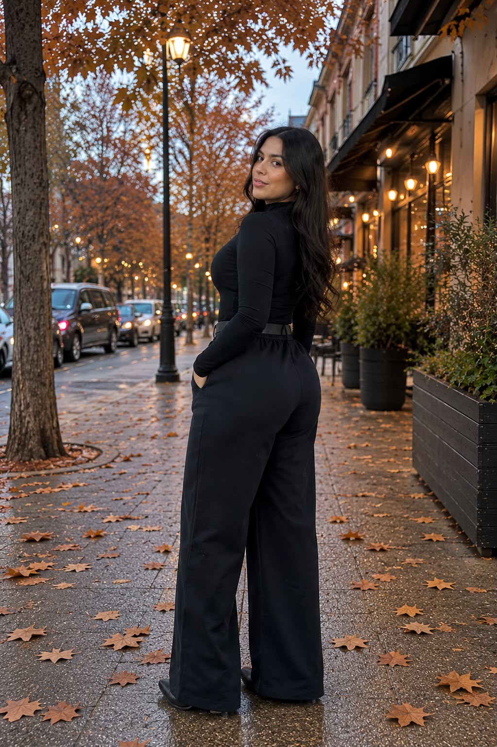 Pantalón Palazzo de Tiro Alto con Cinturón – Café 🤎/ Azul oscuro💙 / Negro 🖤/ Crema 🤍