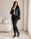 Chaqueta Aviadora Ébano con Interior Teddy – Negro
