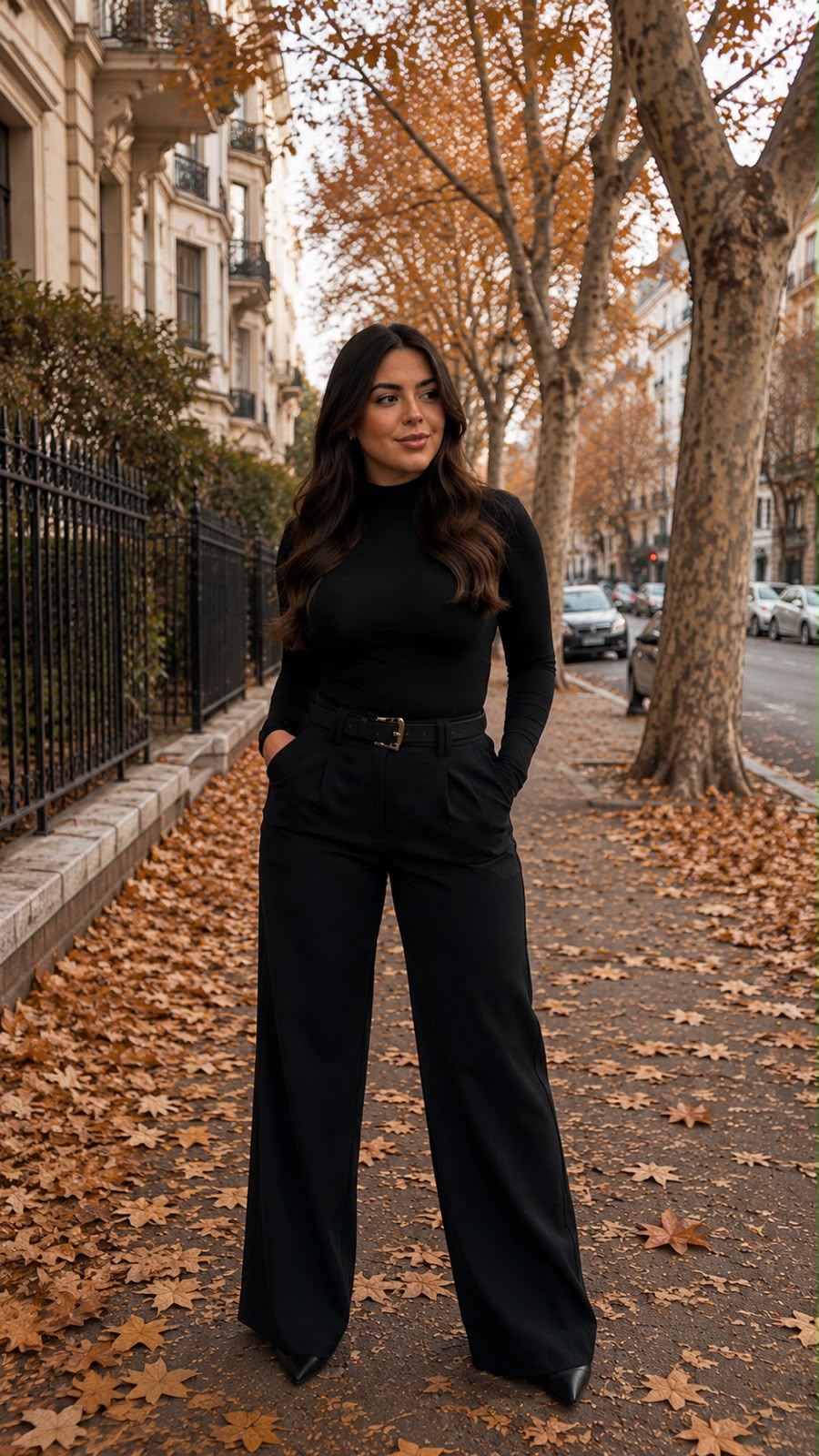 Pantalón Palazzo de Tiro Alto con Cinturón – Café 🤎/ Azul oscuro💙 / Negro 🖤/ Crema 🤍