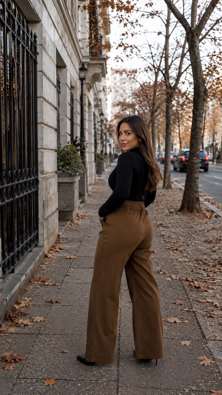 Pantalón Palazzo de Tiro Alto con Cinturón – Café 🤎/ Azul oscuro💙 / Negro 🖤/ Crema 🤍